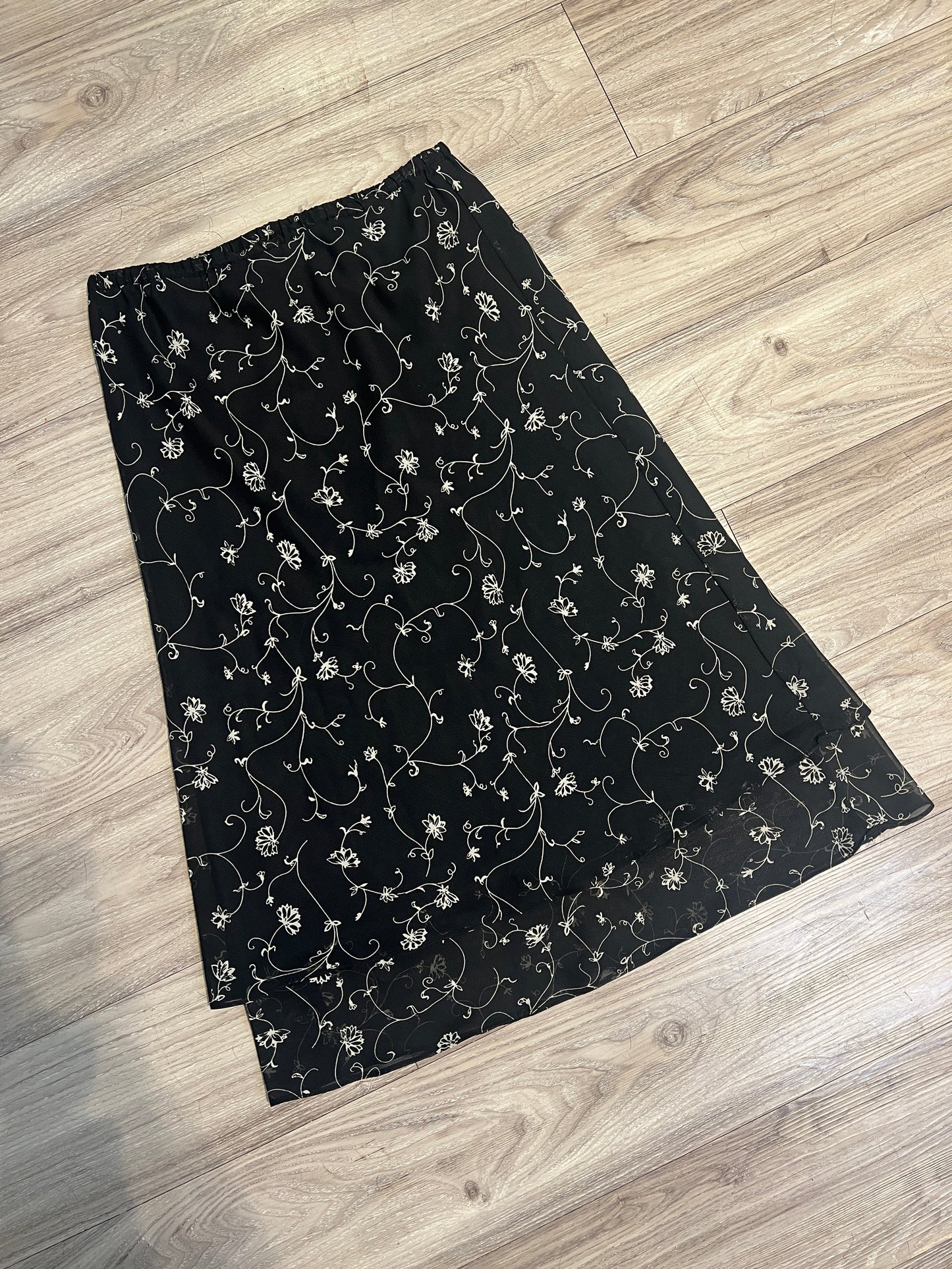 Floral Ruffle Midi Skirt