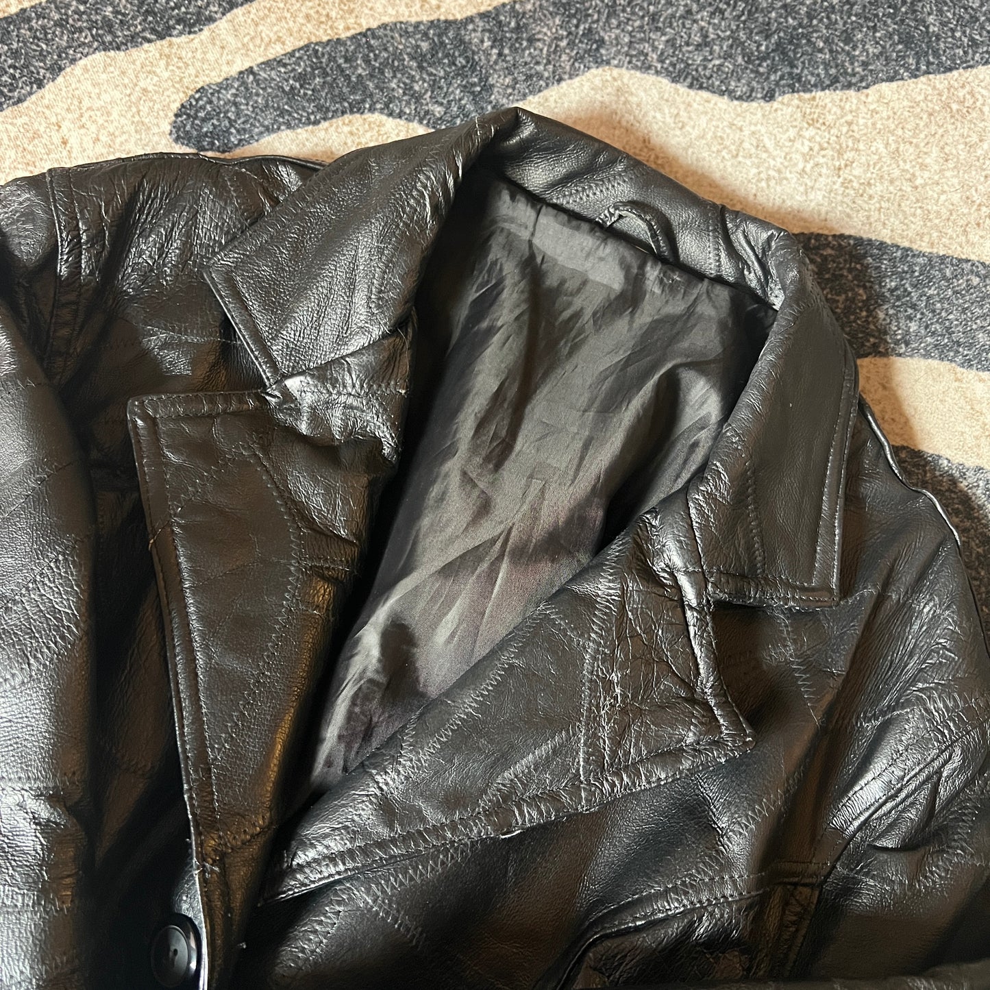 Genuine Leather Black Trench Coat