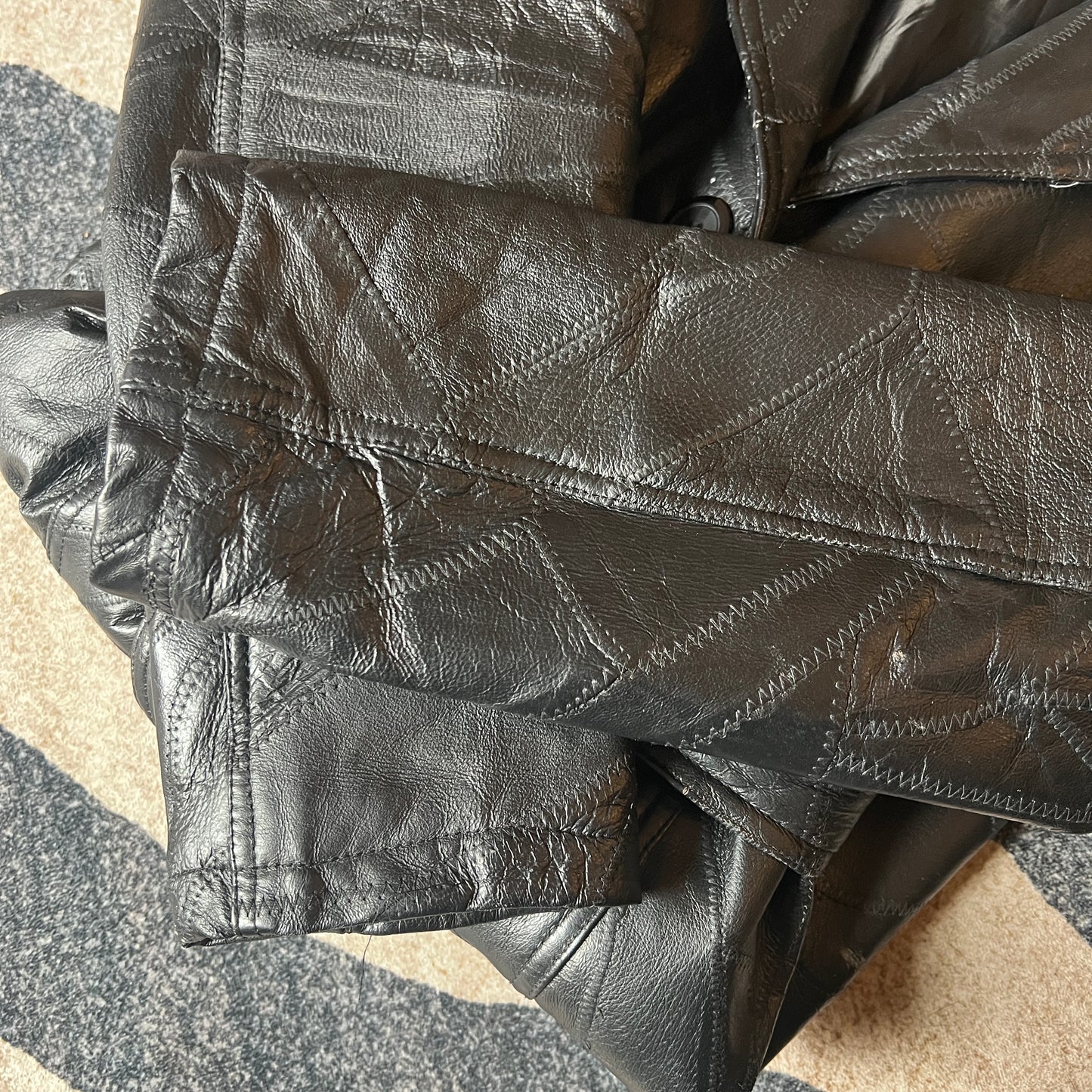 Genuine Leather Black Trench Coat