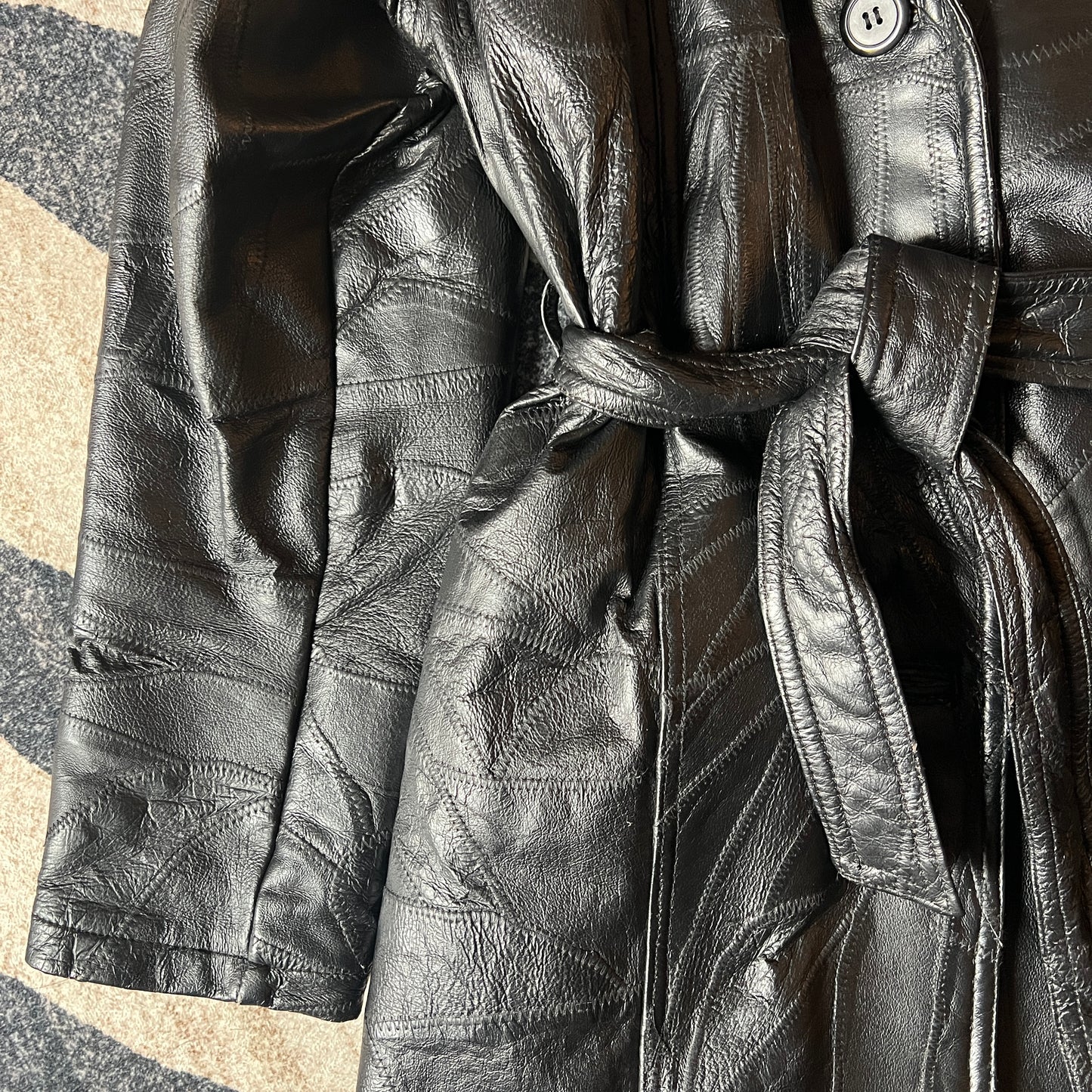 Genuine Leather Black Trench Coat