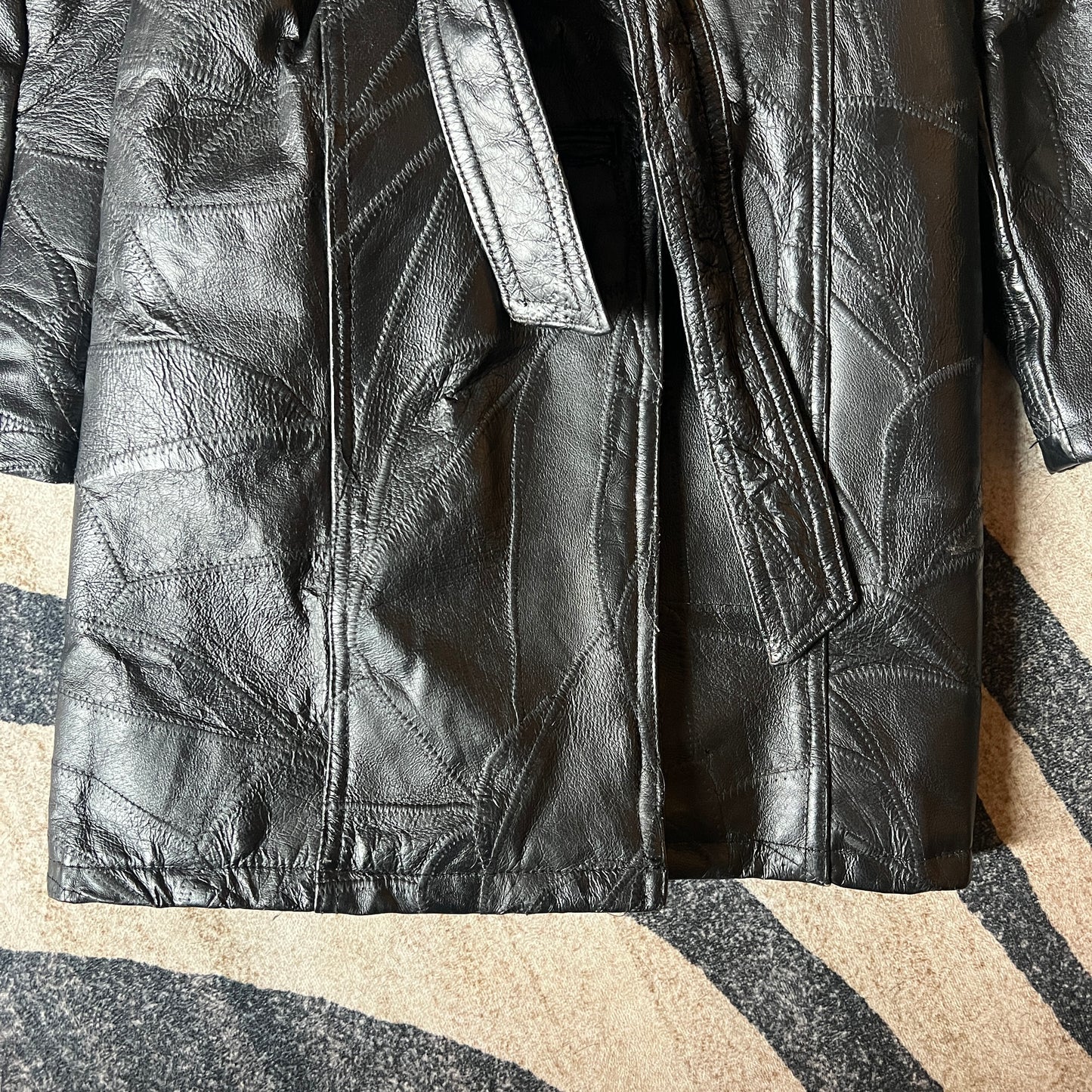 Genuine Leather Black Trench Coat