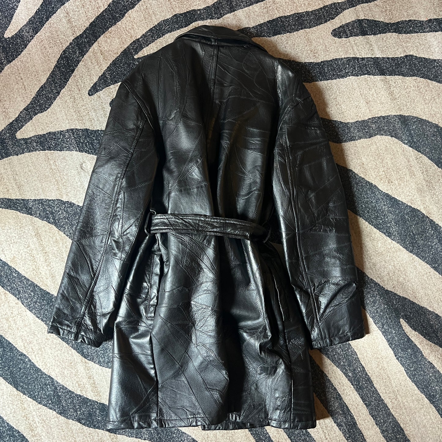 Genuine Leather Black Trench Coat