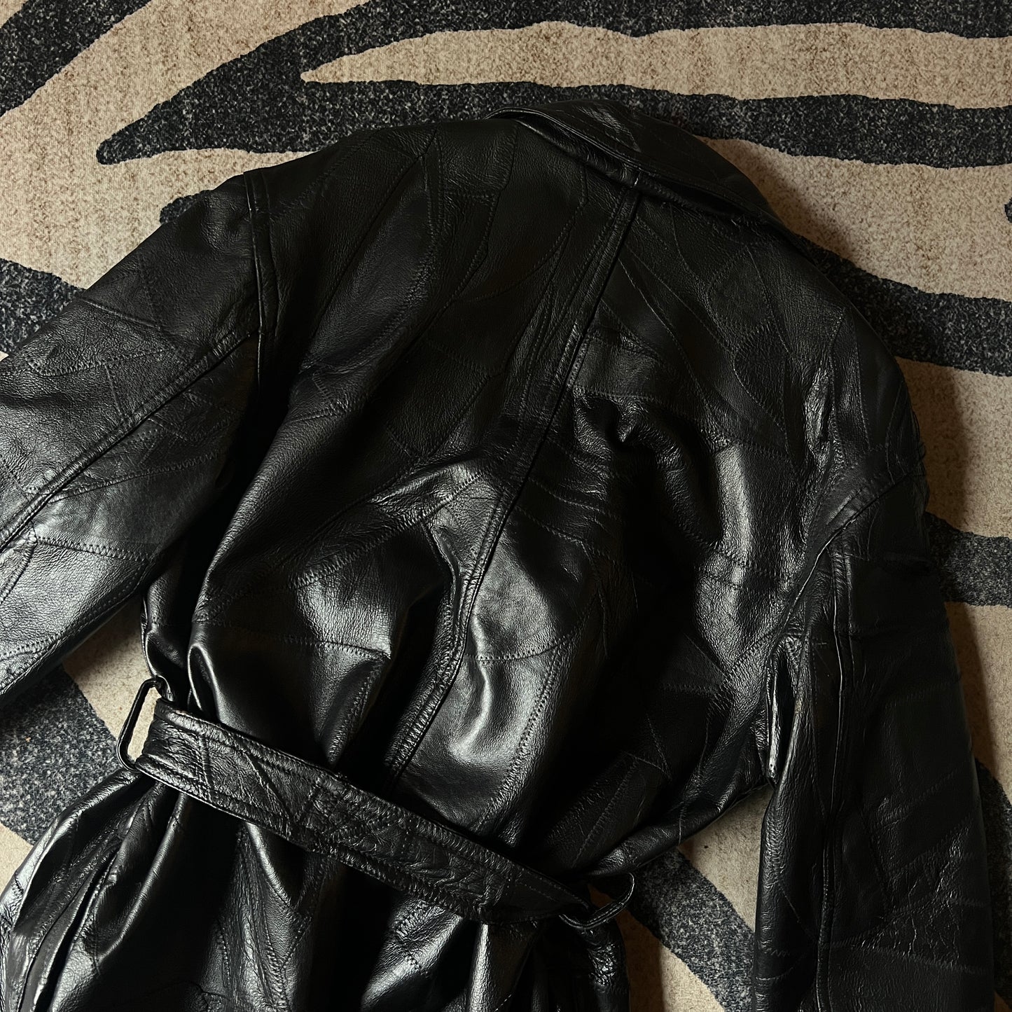 Genuine Leather Black Trench Coat