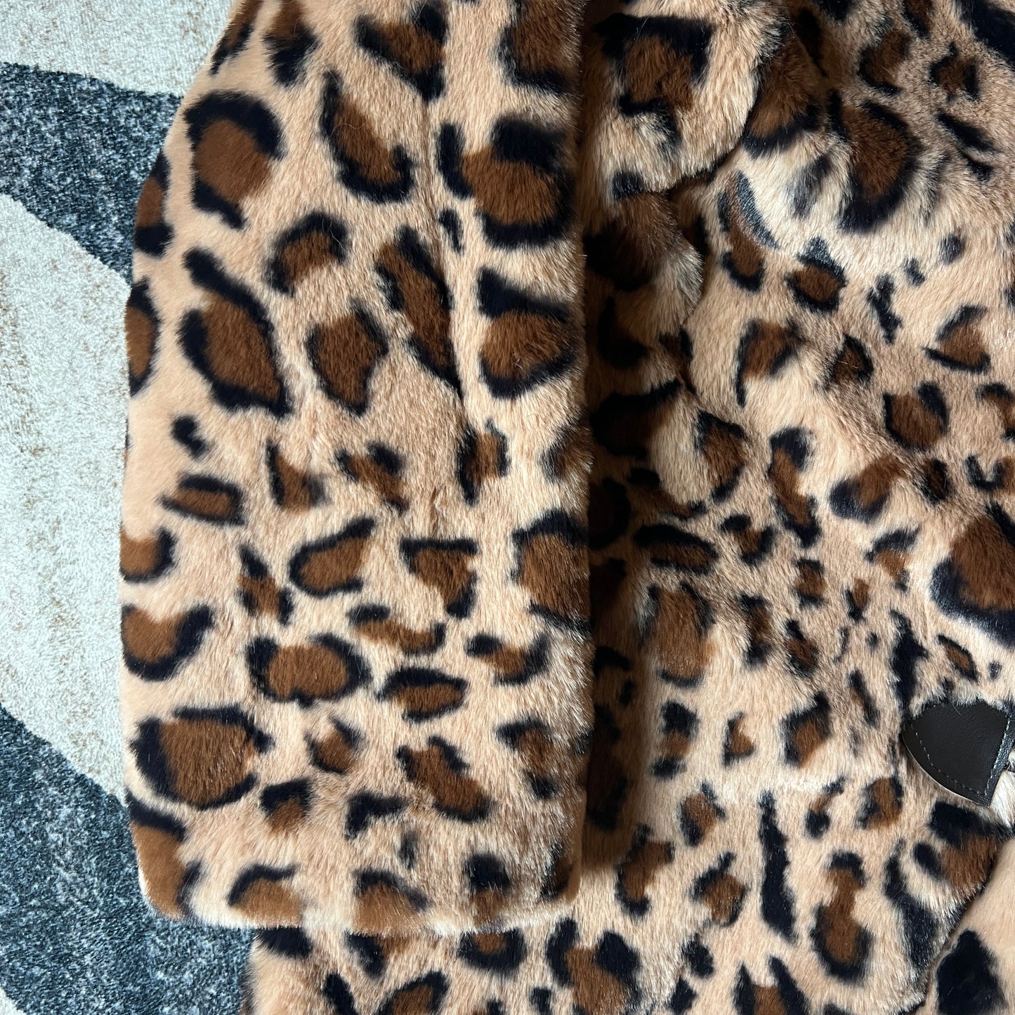 Faux Fur Leopard Print Collared Coat