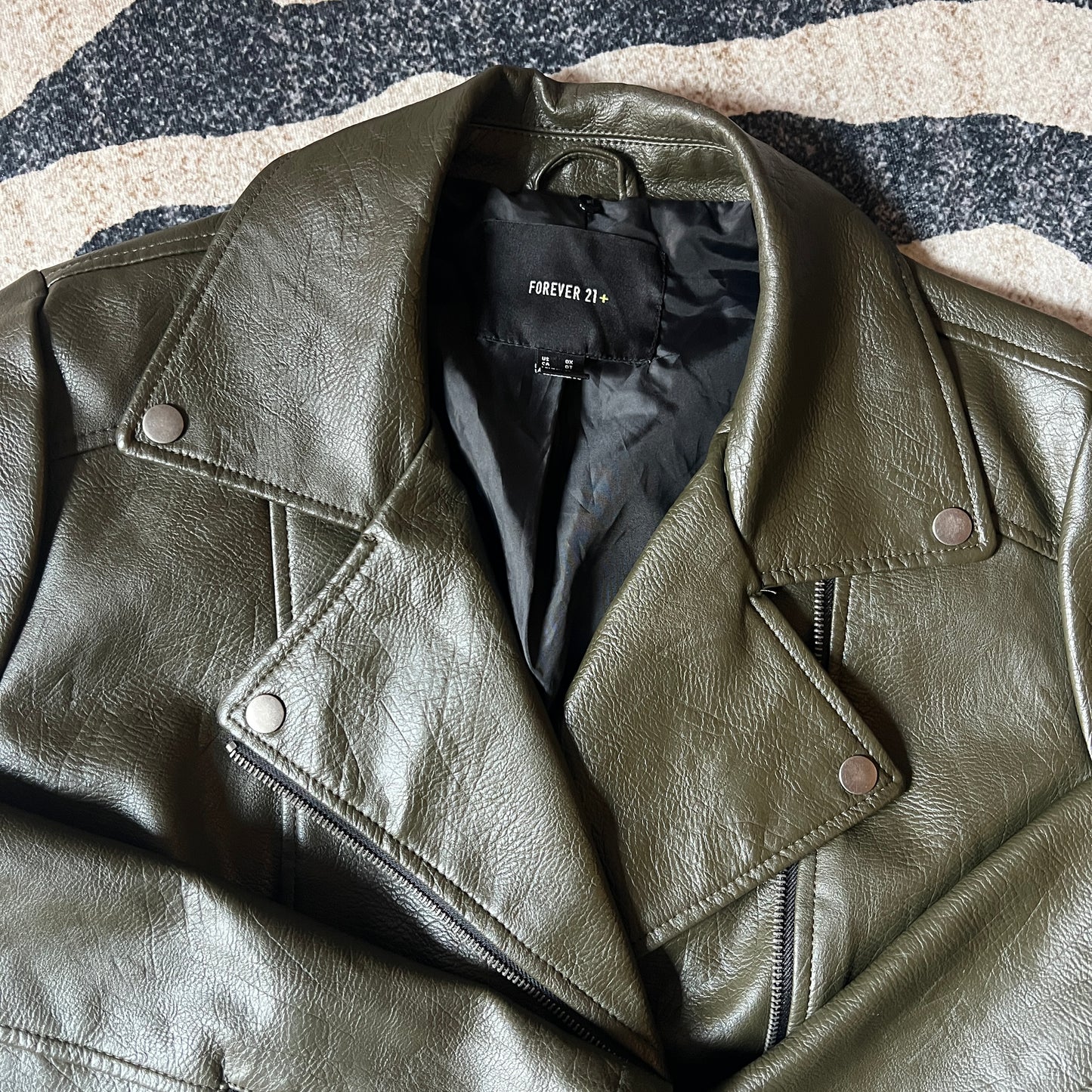 Olive Green Moto Leather Jacket