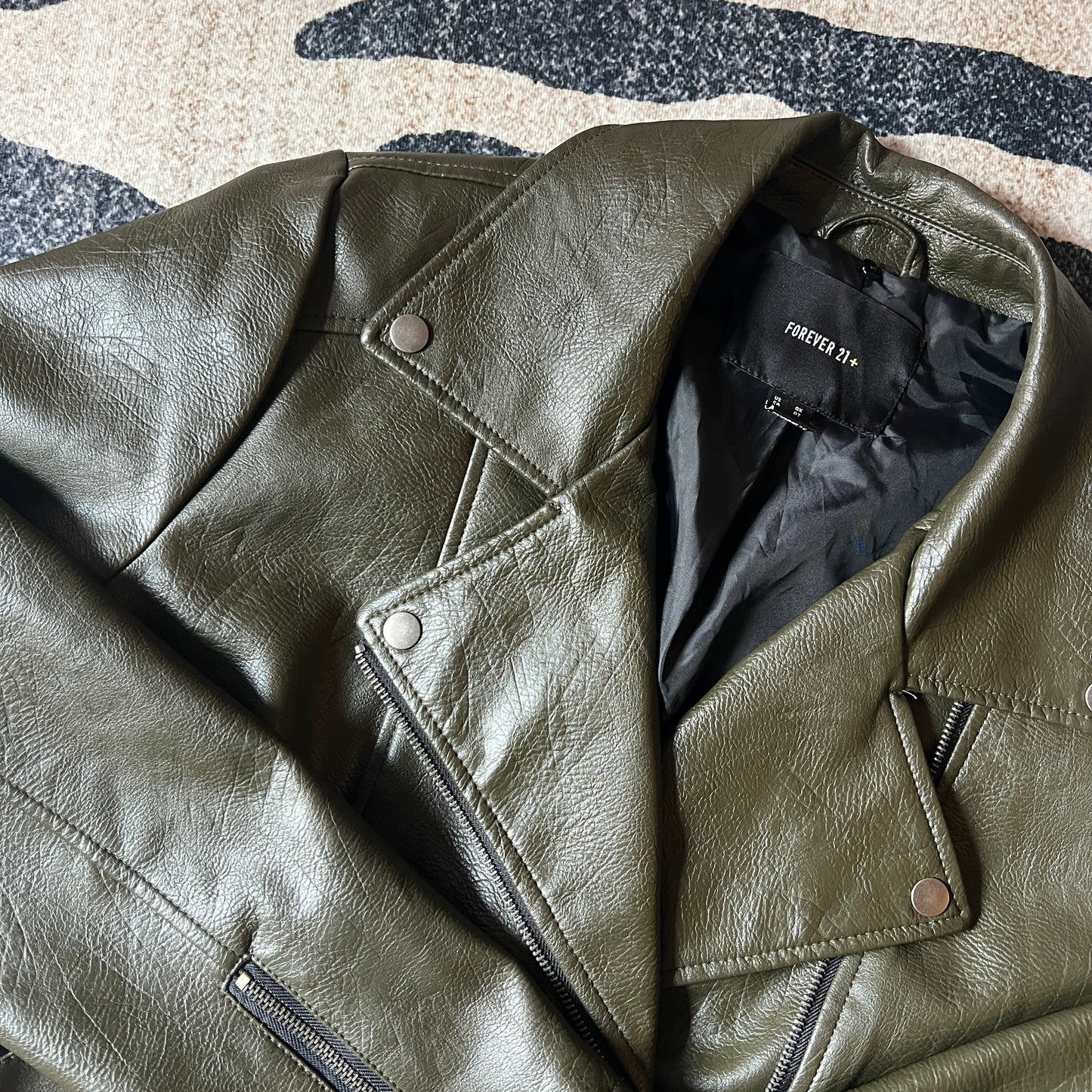 Olive Green Moto Leather Jacket