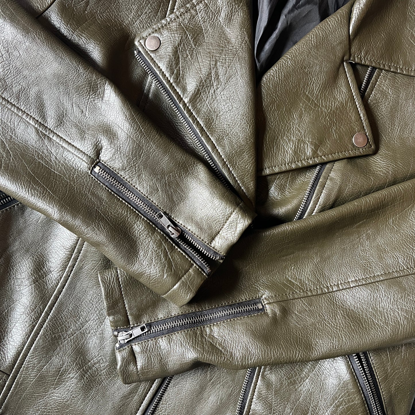 Olive Green Moto Leather Jacket