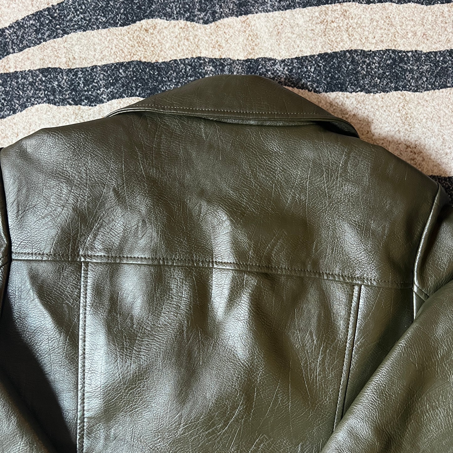 Olive Green Moto Leather Jacket